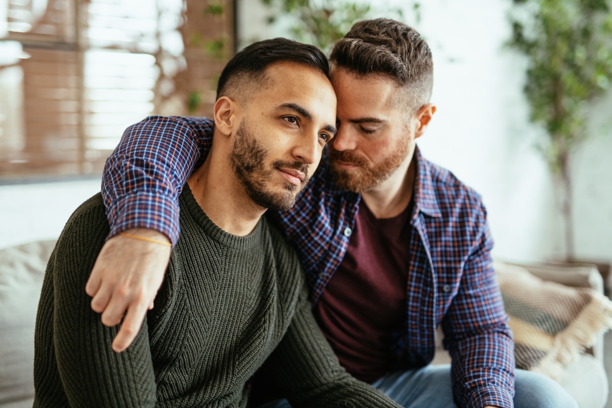 Codependent couple hugging