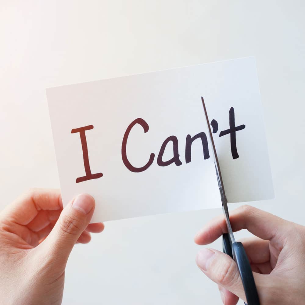 visual of person cutting off the "'t" of "can't" and making it "can"
